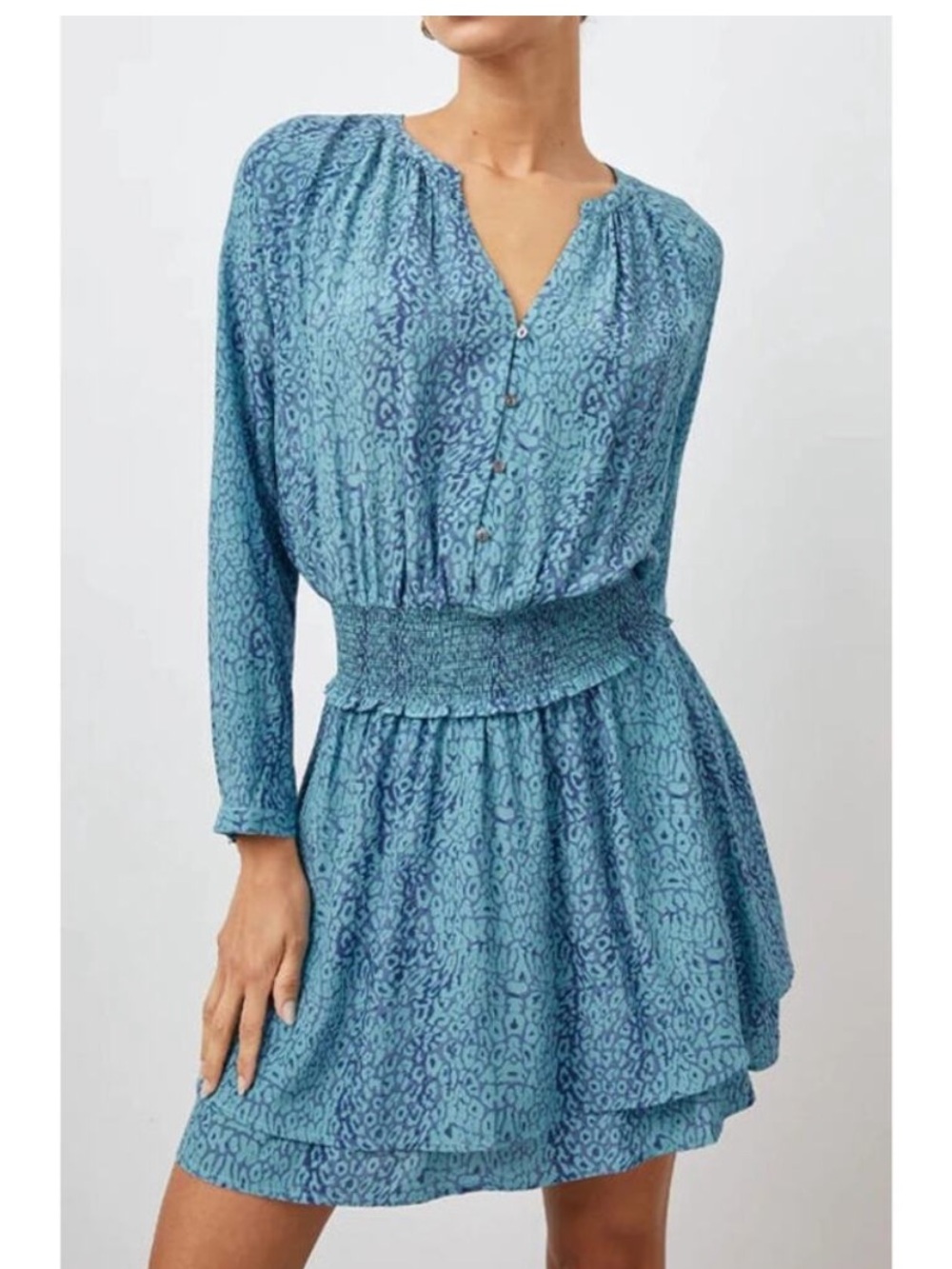 Rails Jasmine Jewel Cheetah Print Blue Mini Dress, Medium
